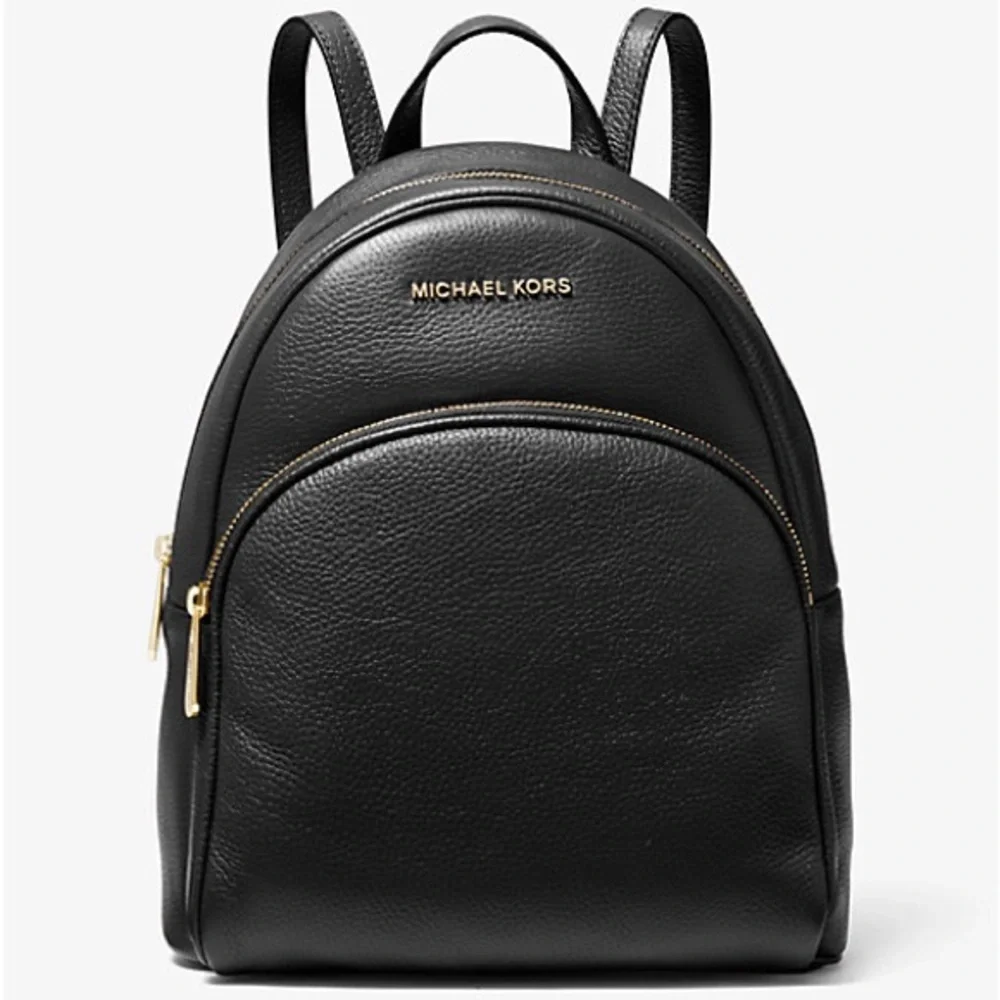 Michael Kors Abbey Medium Pebbled Leather Backpack Black